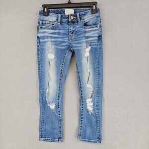 BKE Buckle Jeans Womens 24 Blue Stella Crop Skinny Distressed Western Wear Denim
